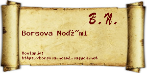 Borsova Noémi névjegykártya